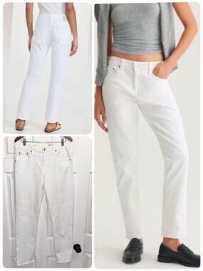 AG ADRIANO GOLDSCHMIED Ex-Boyfriend Slouchy Slim Denim Jeans White Size 30